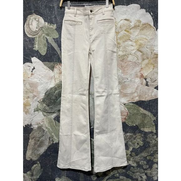 Free People Firecracker High Waist Flares Jeans Ivory Ecru sz 29 - Picture 7 of 8